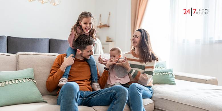 Family happy in warm home