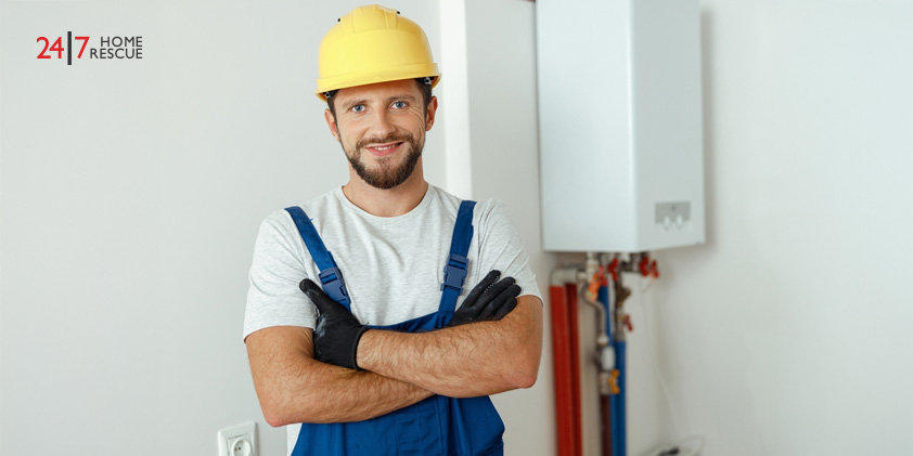 Boiler Switch On – Get Ready for the Winter Season A smiling technician carrying out routine boiler servicing on a home heating system to ensure efficiency and safety
