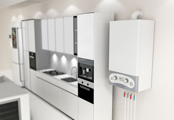 White wall-mounted combi boiler installed by 24|7 Home Rescue