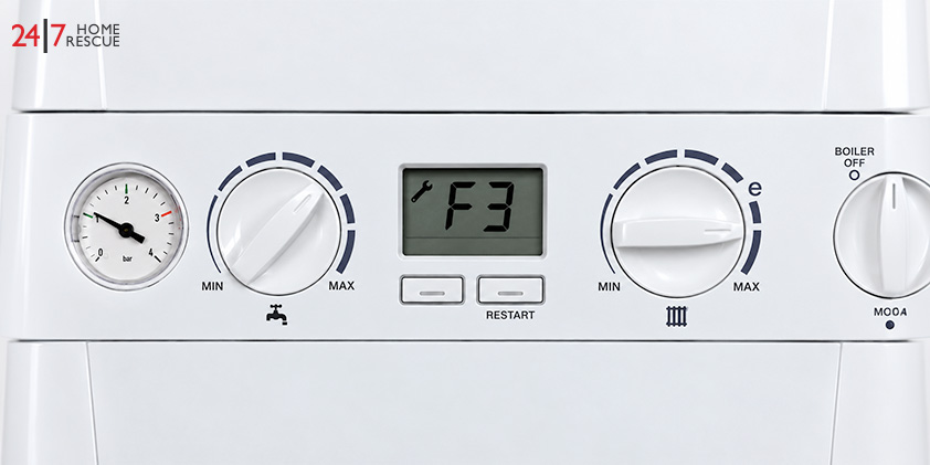 Boiler control panel showing F3 error