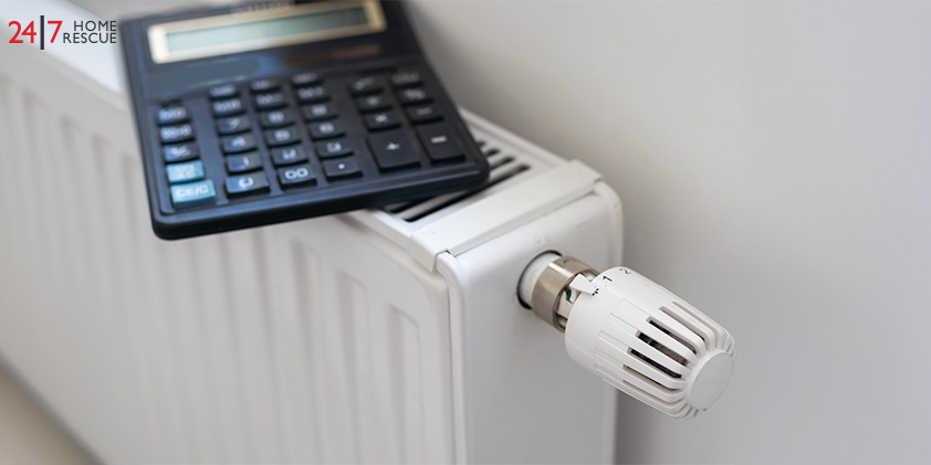 Calculator on radiator with thermostatic valve